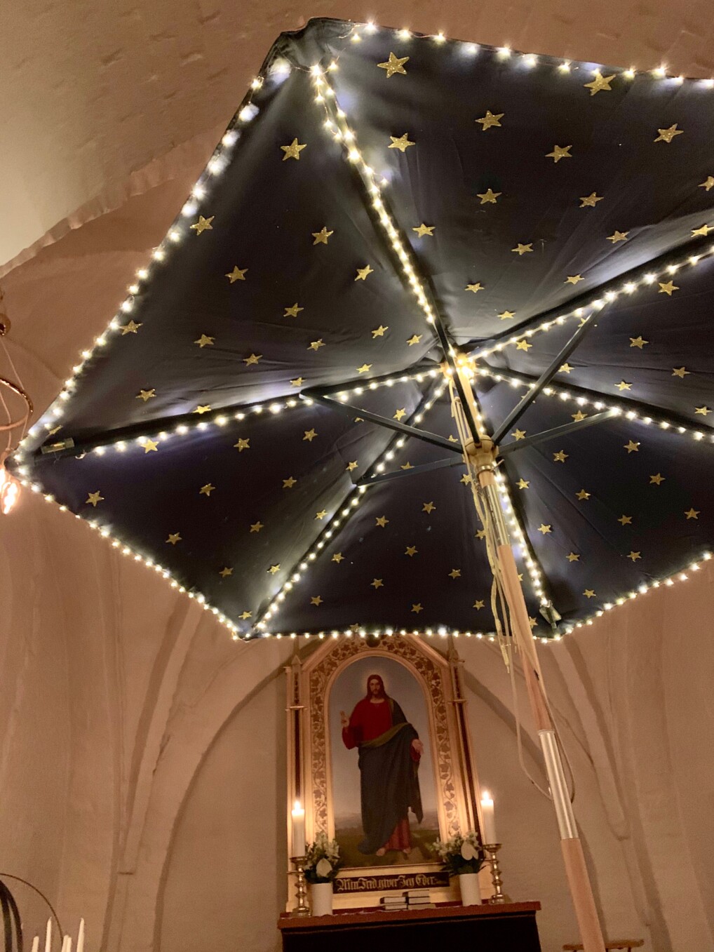 Stjerneparasol Stjerneparasol med lys i