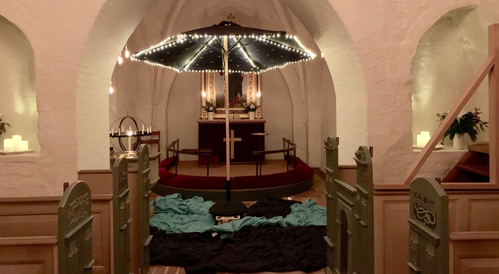 Stjerneparasol Stjerneparasol med lys i